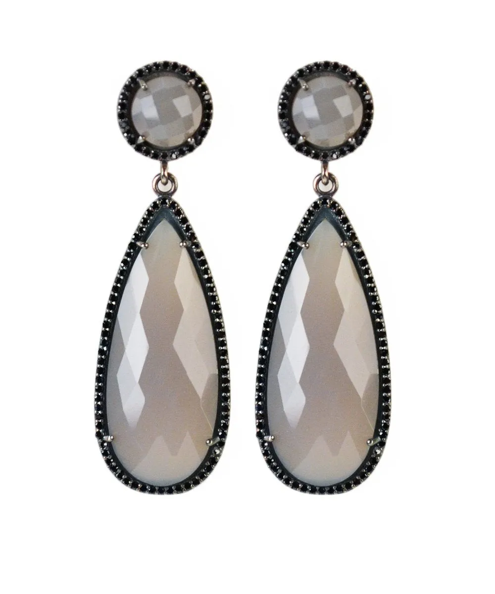 Grey Onyx drop earrings