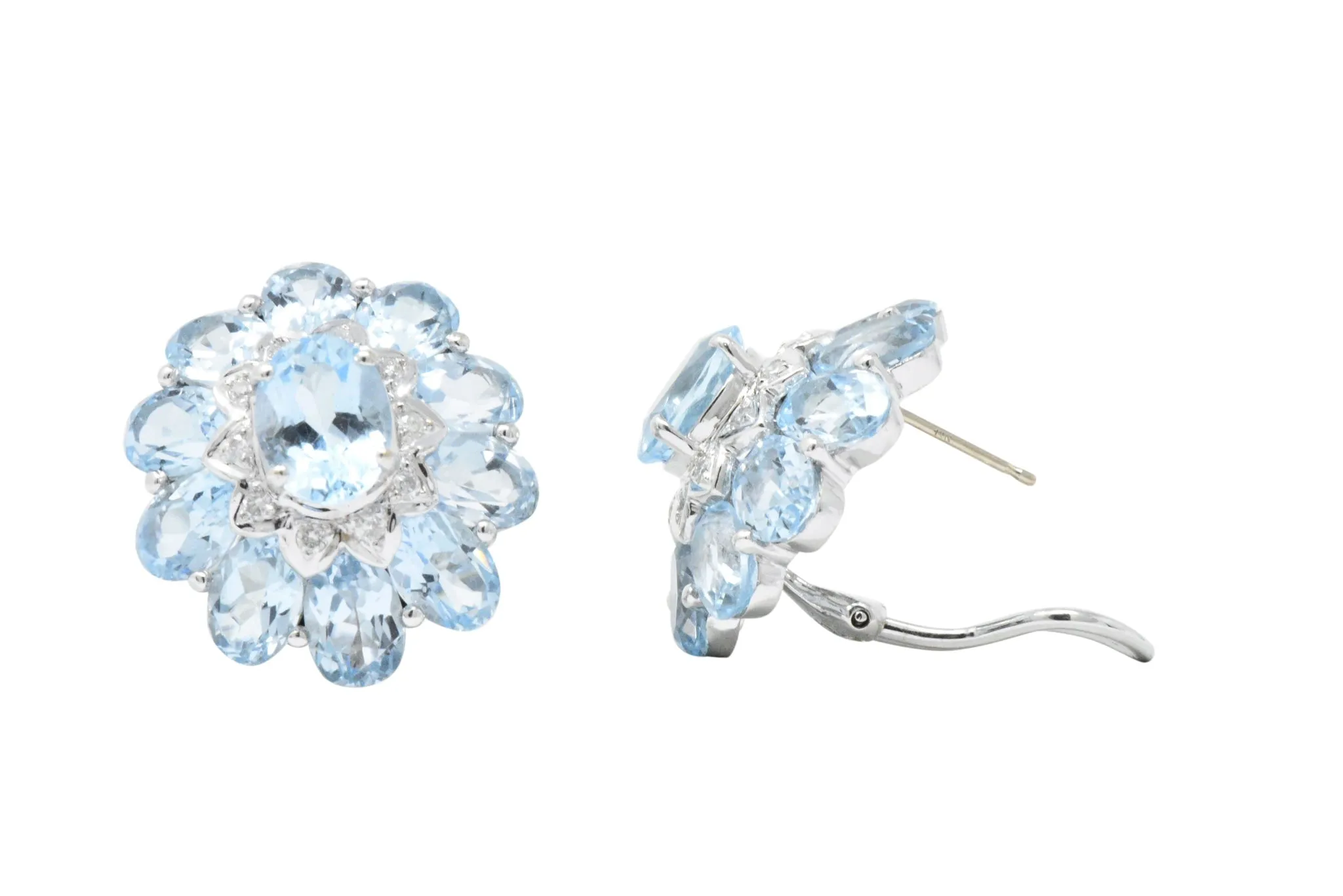 Gumps Contemporary Blue Topaz Diamond 18 Karat White Gold Earrings