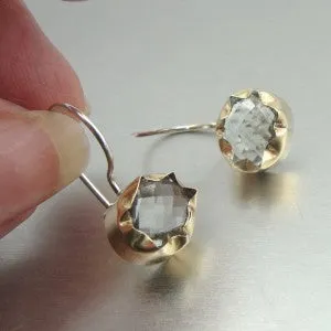 Hadar Designers WILD 9k Gold 925 Silver Green Amethyst Earrings (I e) SALE