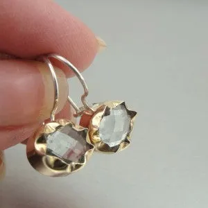 Hadar Designers WILD 9k Gold 925 Silver Green Amethyst Earrings (I e) SALE
