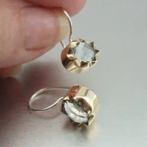 Hadar Designers WILD 9k Gold 925 Silver Green Amethyst Earrings (I e) SALE