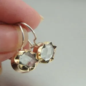 Hadar Designers WILD 9k Gold 925 Silver Green Amethyst Earrings (I e) SALE