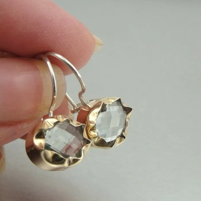 Hadar Designers WILD 9k Gold 925 Silver Green Amethyst Earrings (I e) SALE