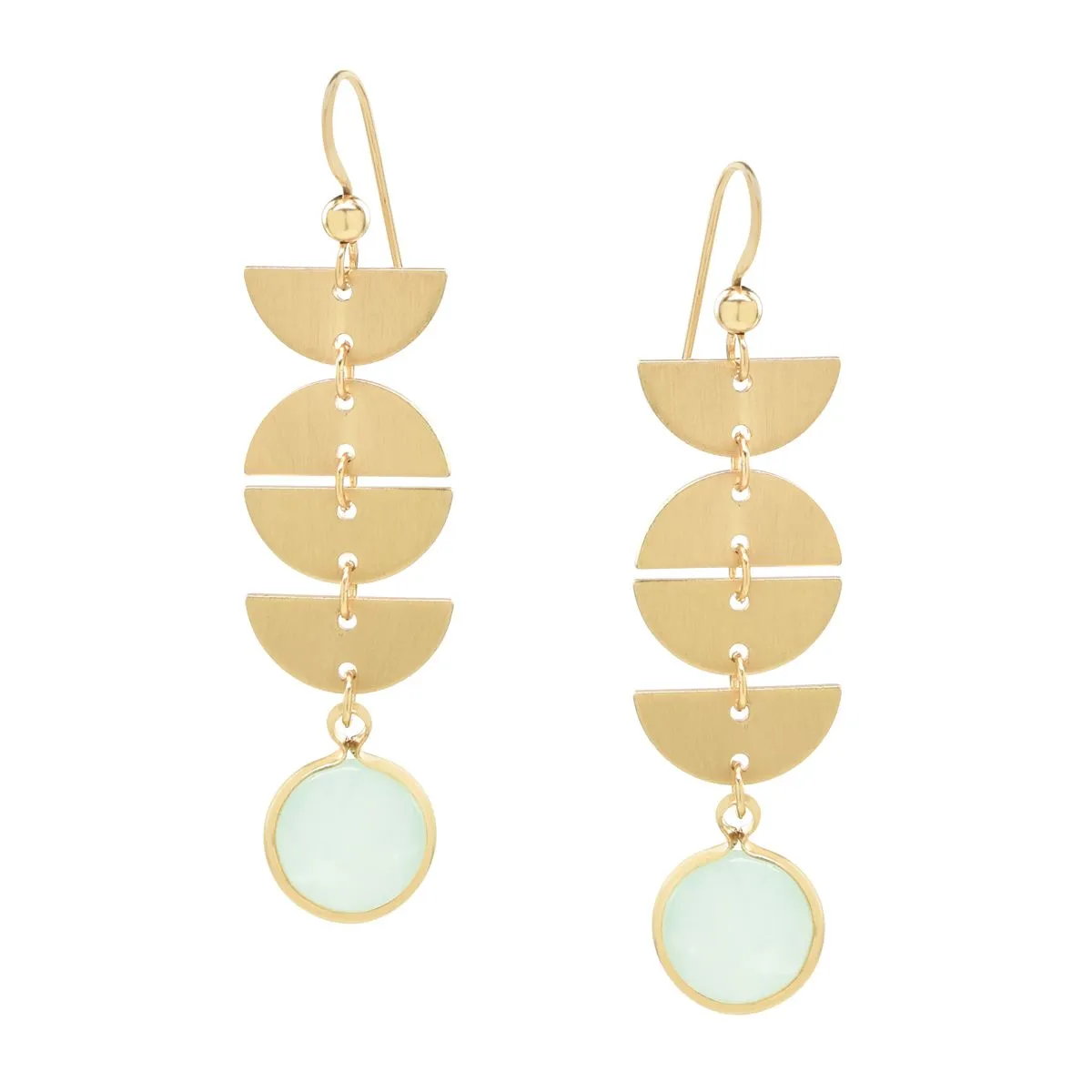 Half Moon Drop Seafoam Chalcedony Stone Earrings
