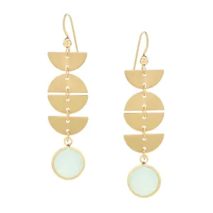 Half Moon Drop Seafoam Chalcedony Stone Earrings