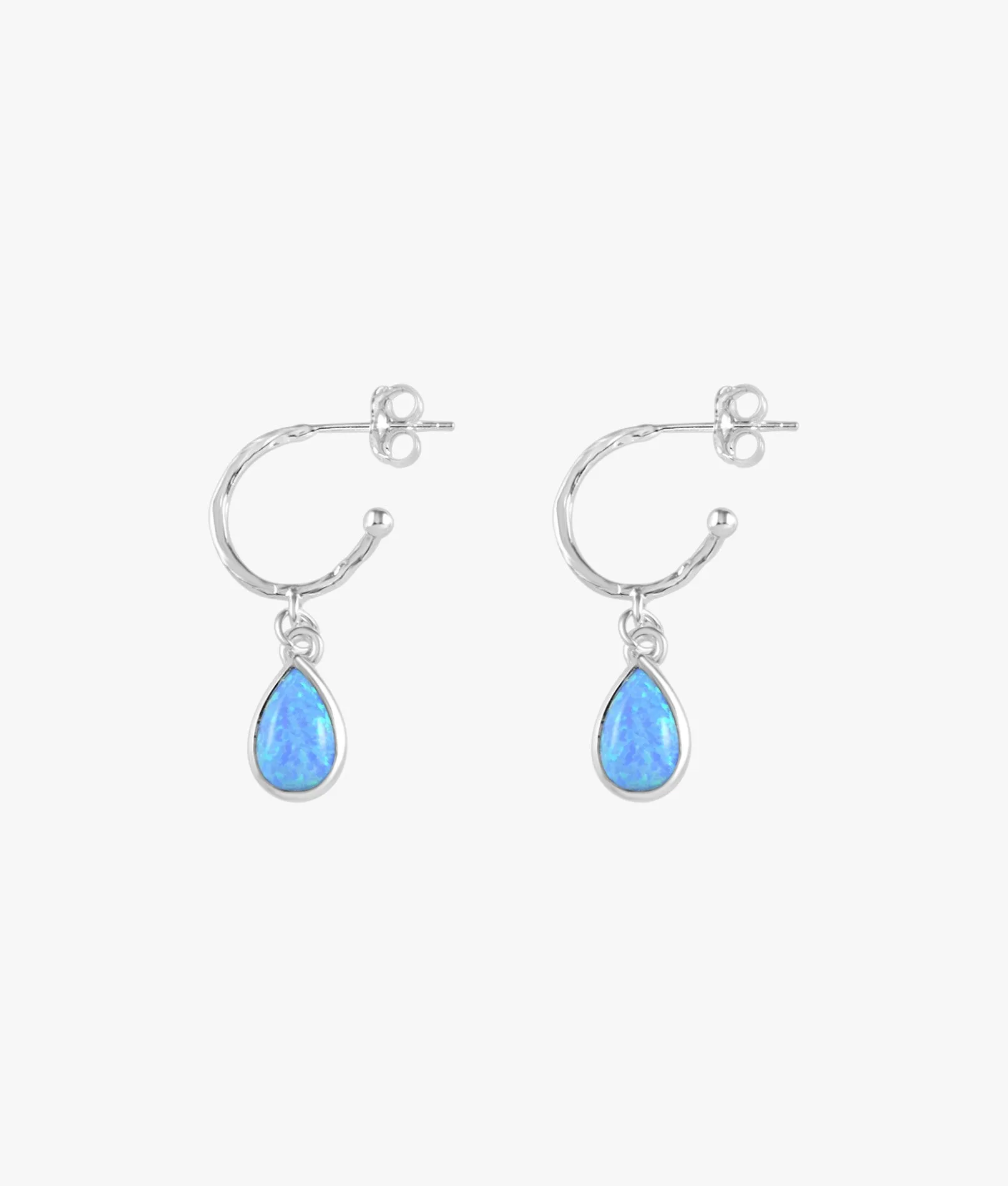 Hammered Hoop Studs (10mm) with Pear Czelline Opal