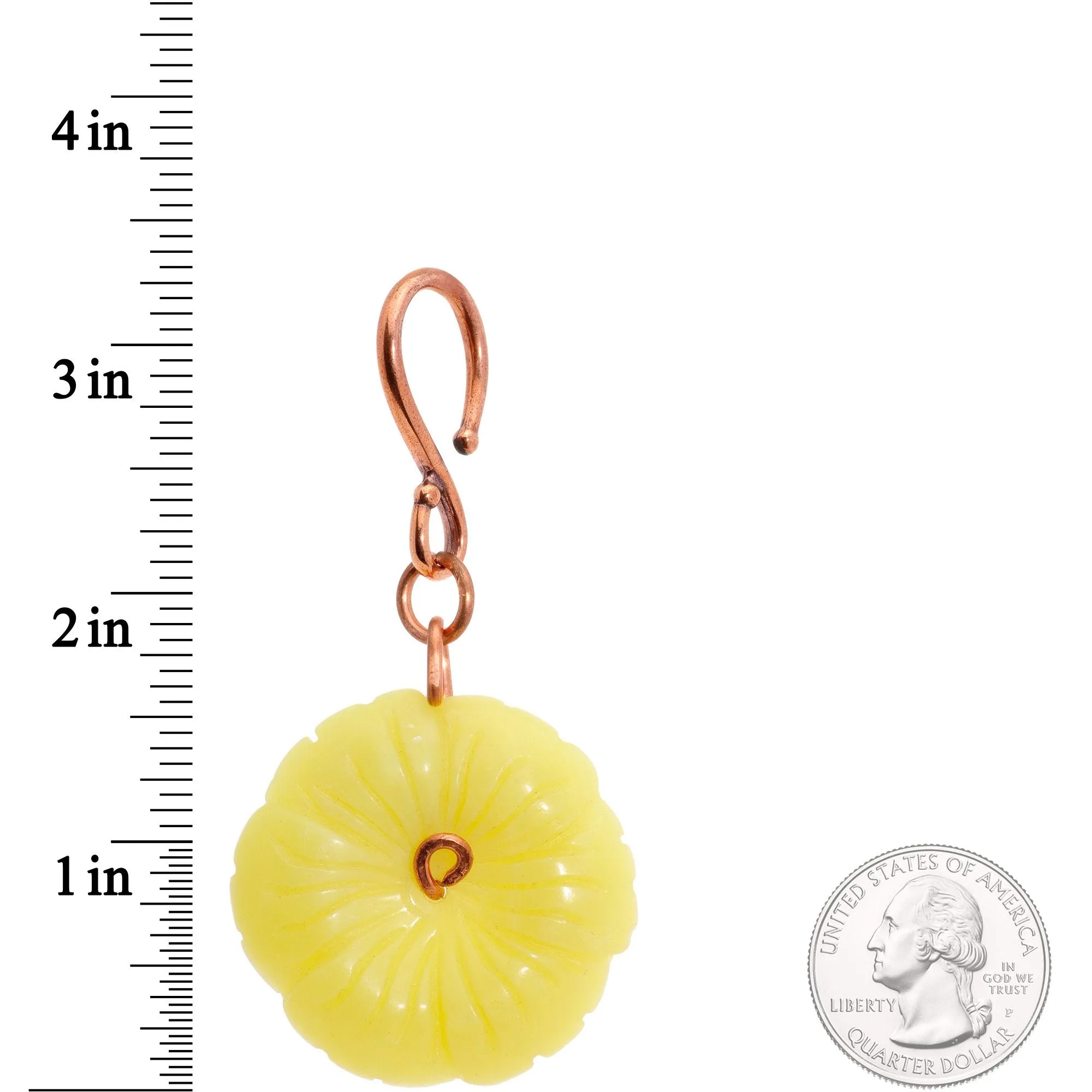 Handcrafted Copper Plated Yellow Butter Jade Flower Ear Weights