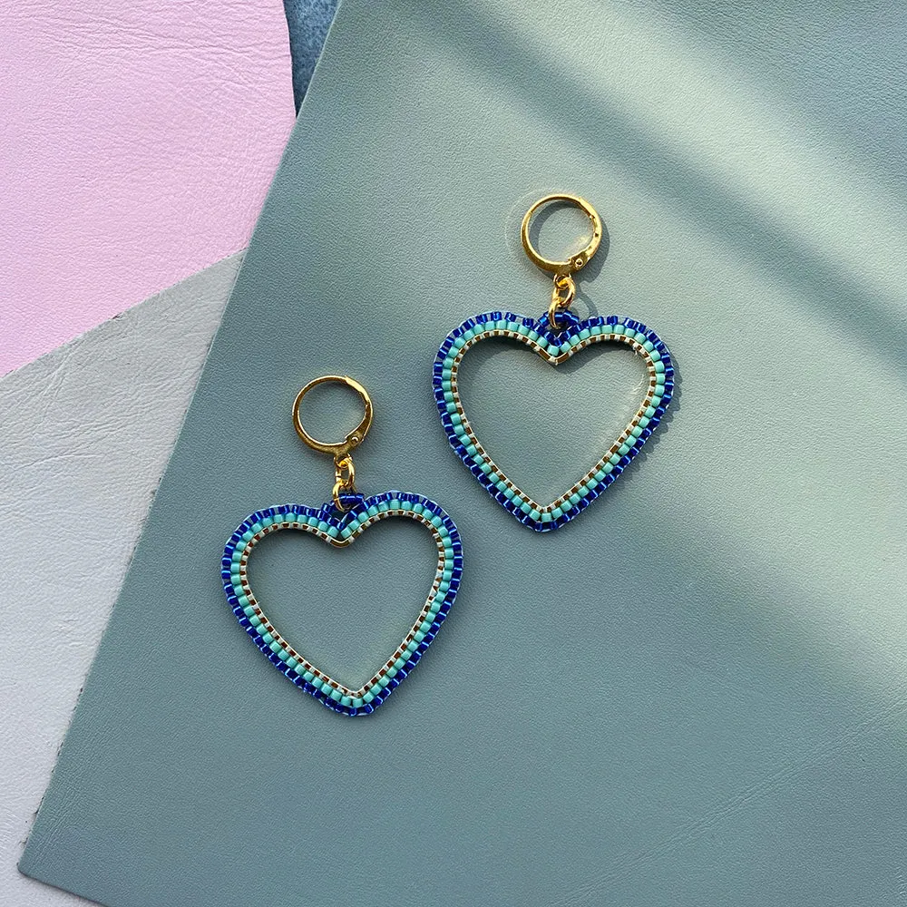Handmade Candy Heart Hoop Earrings - Playful Statement Earrings