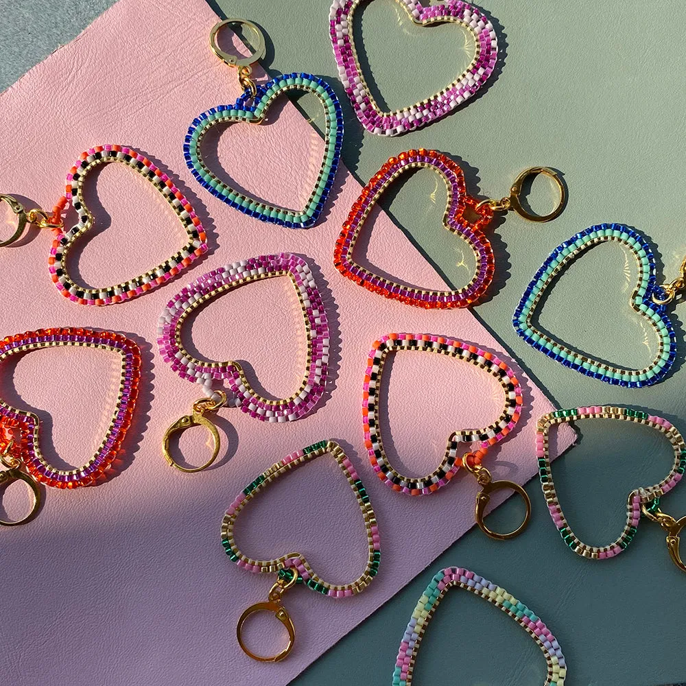 Handmade Candy Heart Hoop Earrings - Playful Statement Earrings