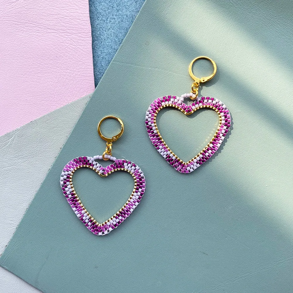 Handmade Candy Heart Hoop Earrings - Playful Statement Earrings