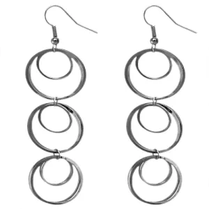Hematite Round Triple Hoop Drop Earrings