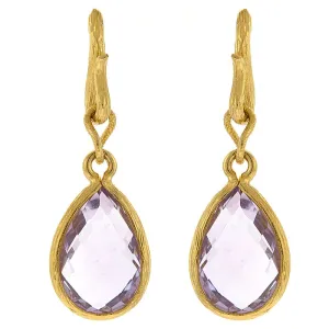 Herco Yellow Gold Pink Amethyst Earrings