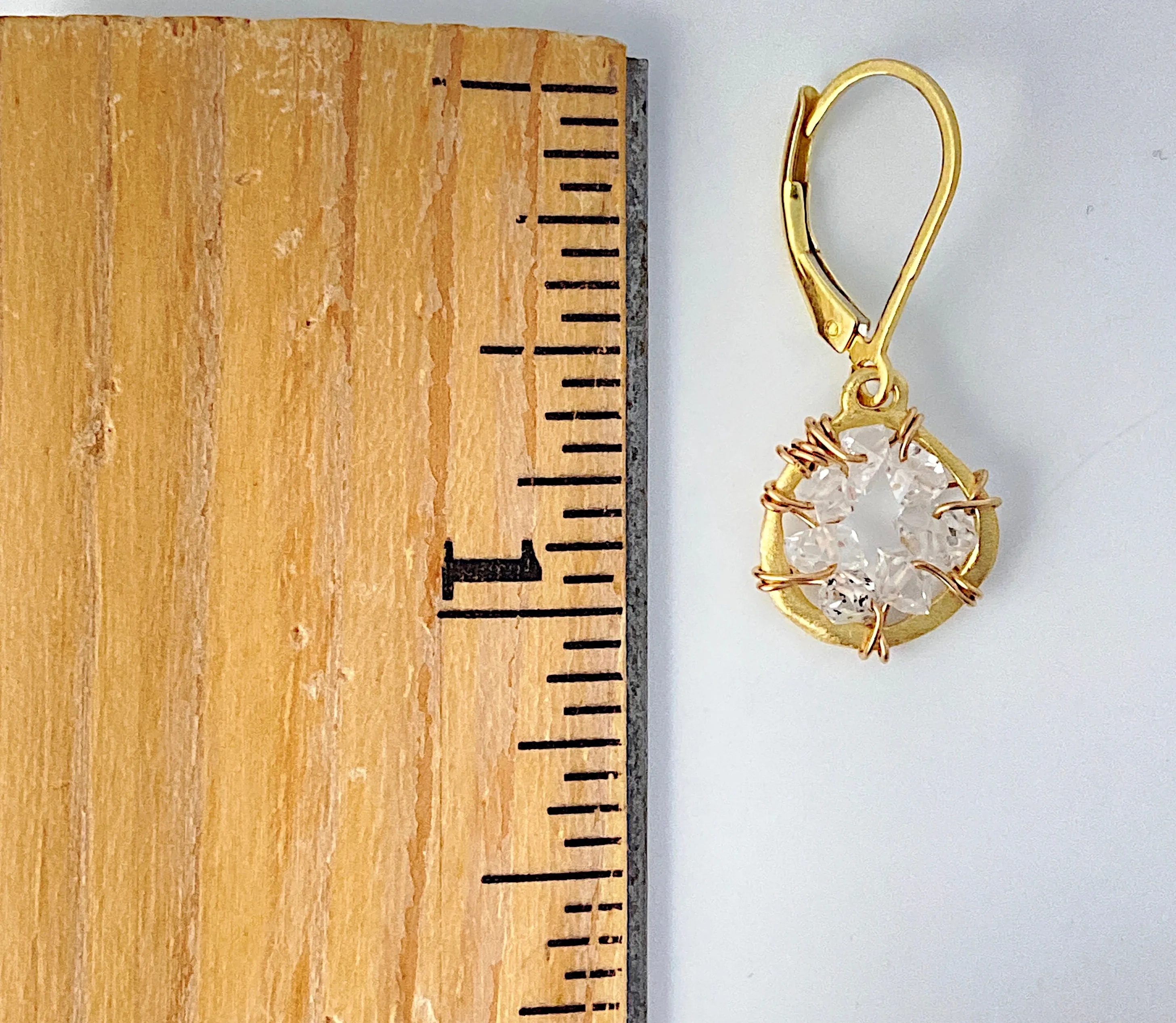 Herkimer Diamond Gold Dream Catcher Earrings