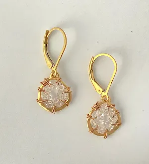 Herkimer Diamond Gold Dream Catcher Earrings