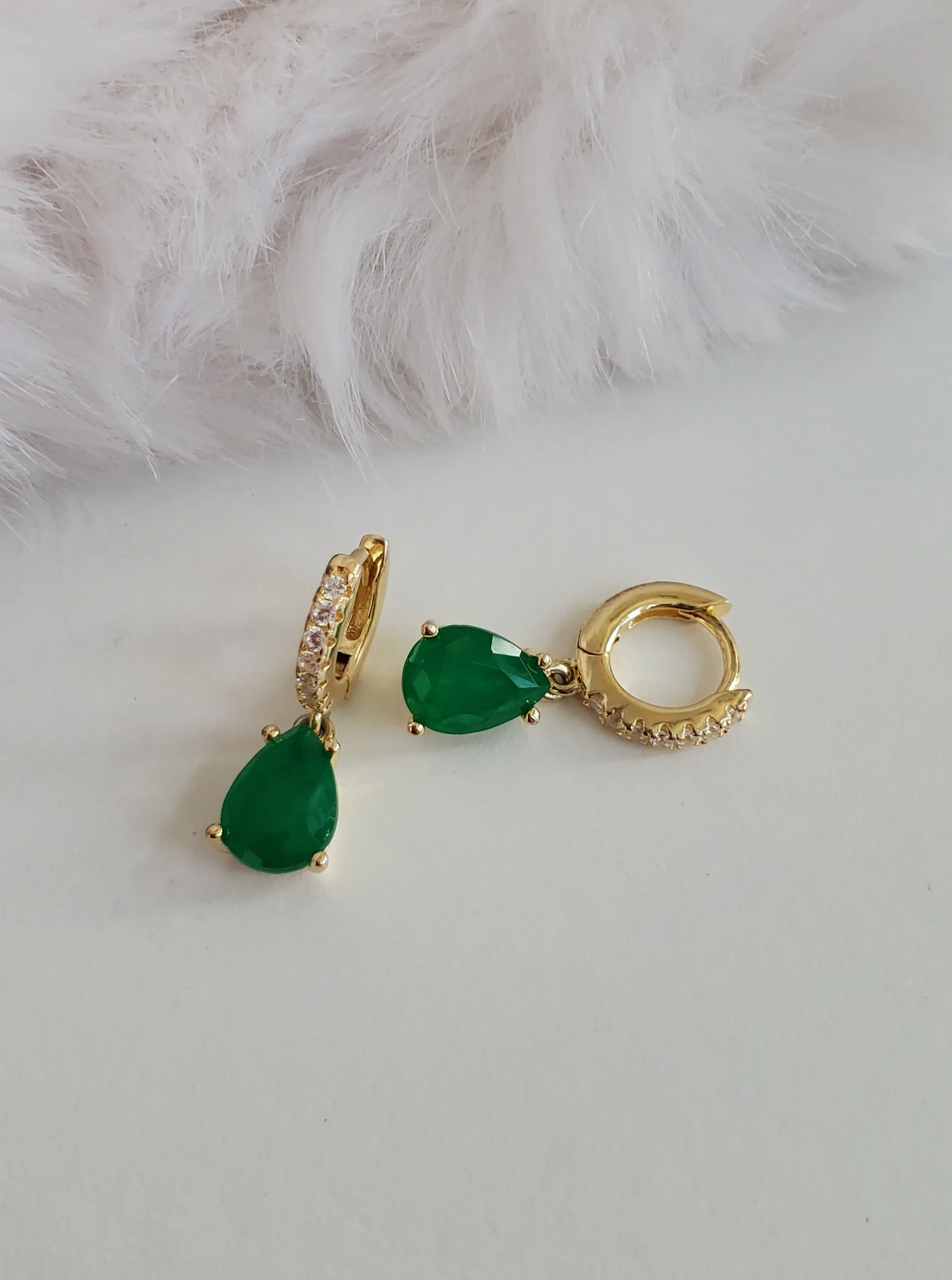 Hoop Emerald Earrings