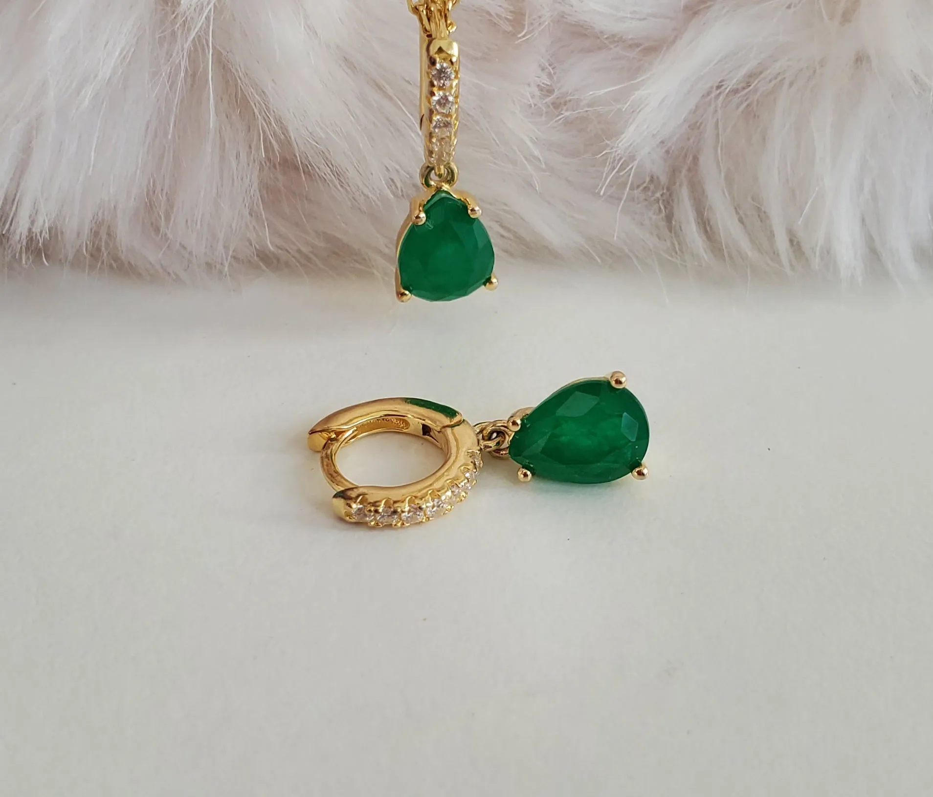 Hoop Emerald Earrings