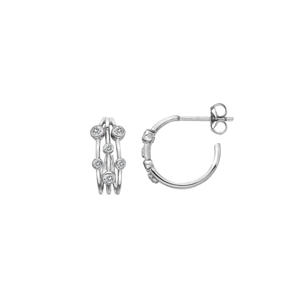 Hot Diamonds Tender Statement Bubble Sterling Silver, Topaz & Diamond Hoop Earrings