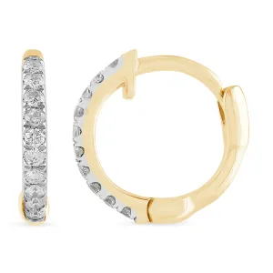 Huggie Hoop Earrings with 0.05ct of Diamonds in 9ct Yellow Gold