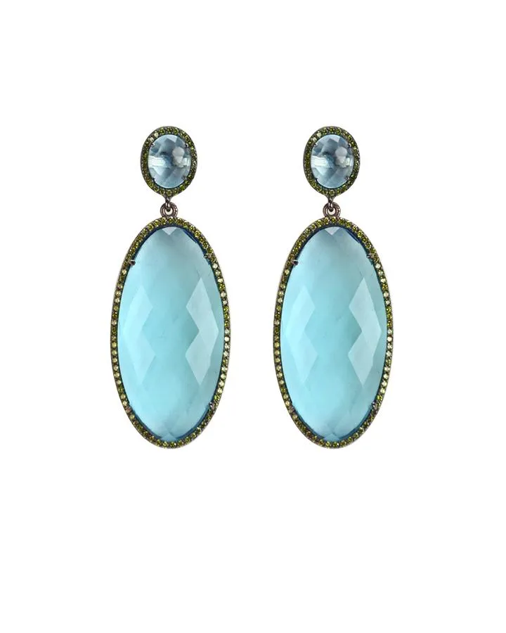 Ice Blue Oval Drop Earrings