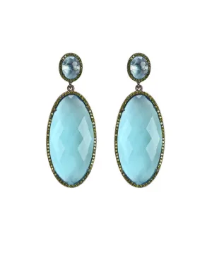 Ice Blue Oval Drop Earrings