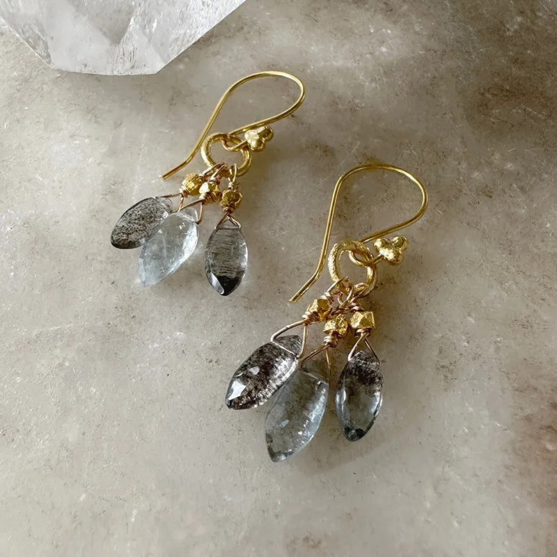 Inez Aquamarine Cluster Earrings