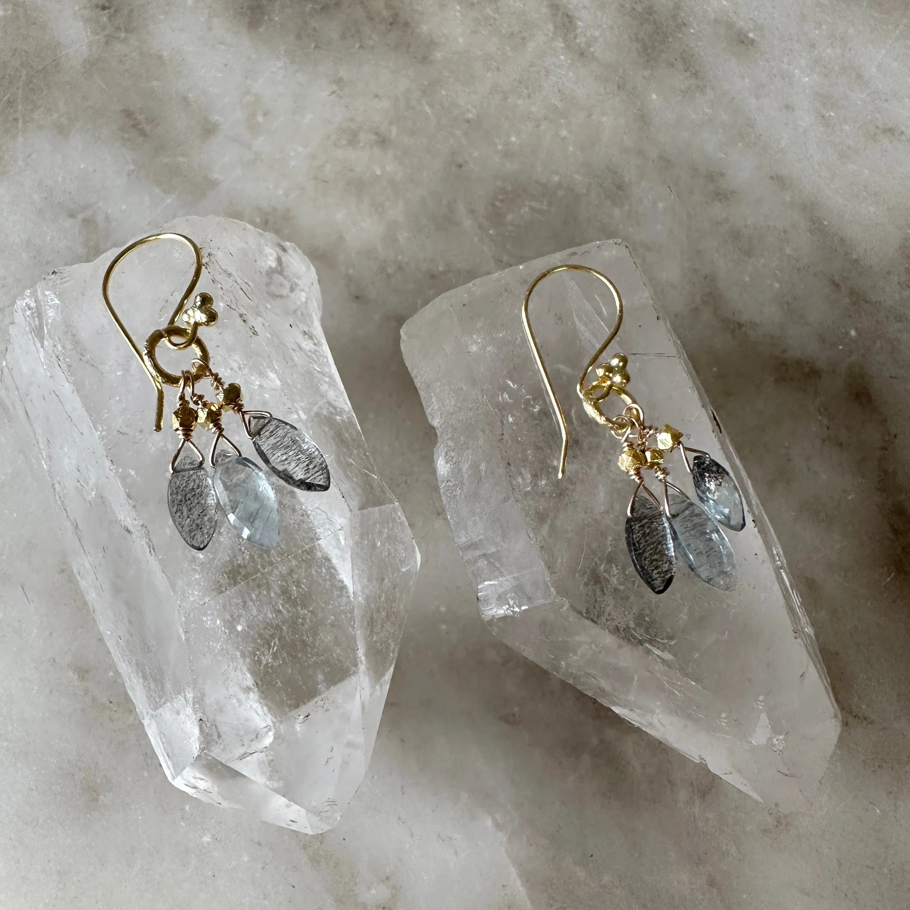 Inez Aquamarine Cluster Earrings