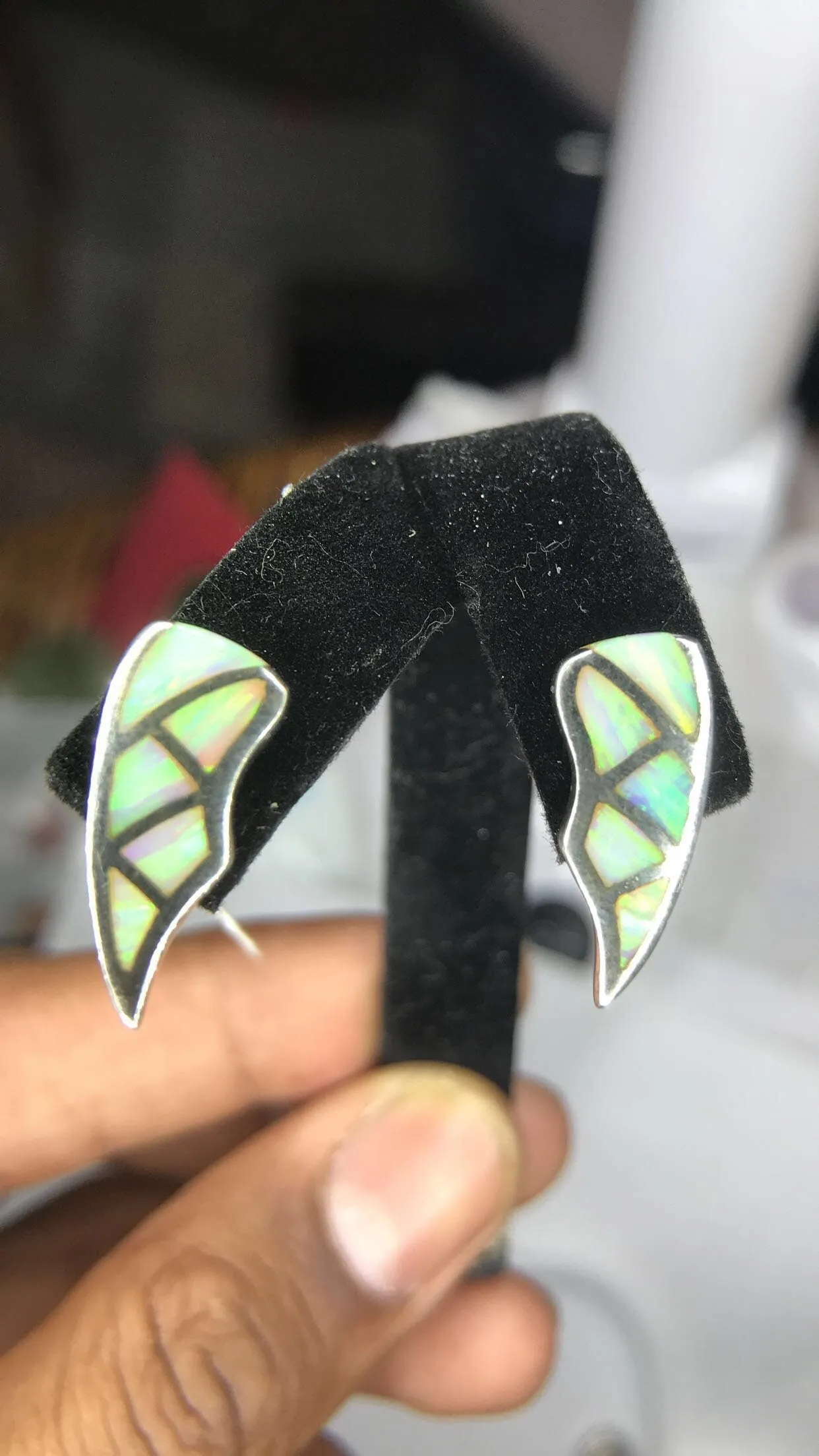 Inlaid Australian Opal Sterling Silver Earrings