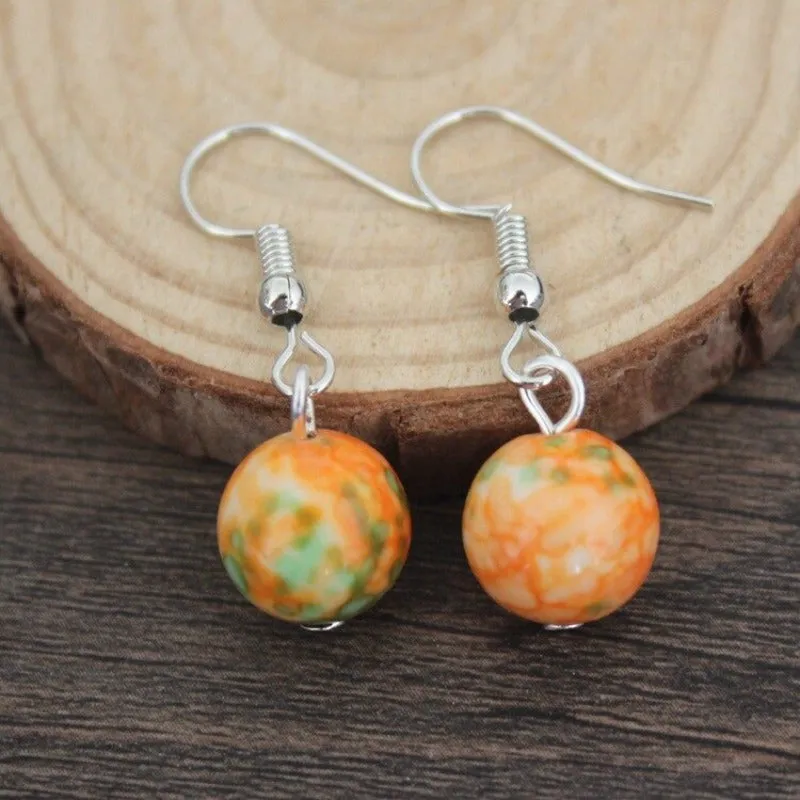 Inlaid Carved Gold Drop Earrings Diamond Hollow Ball Women Jewelry
