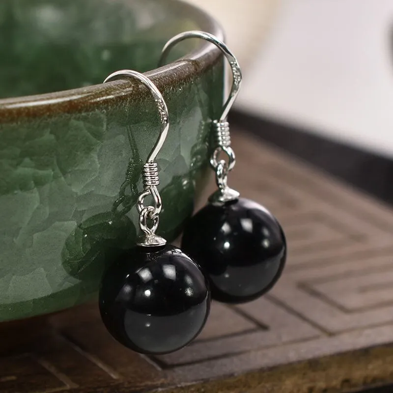 Inlaid Carved Gold Drop Earrings Diamond Hollow Ball Women Jewelry