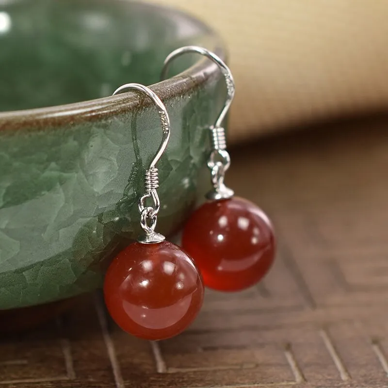 Inlaid Carved Gold Drop Earrings Diamond Hollow Ball Women Jewelry