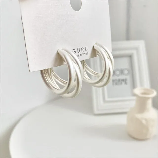 Irregular Geometric Metal Asymmetric Stud Earrings 2021 New Simple Retro Fashion Joker Earrings Women Jewelry, Gift Accessories