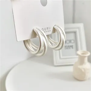 Irregular Geometric Metal Asymmetric Stud Earrings 2021 New Simple Retro Fashion Joker Earrings Women Jewelry, Gift Accessories