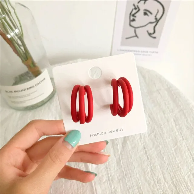Irregular Geometric Metal Asymmetric Stud Earrings 2021 New Simple Retro Fashion Joker Earrings Women Jewelry, Gift Accessories