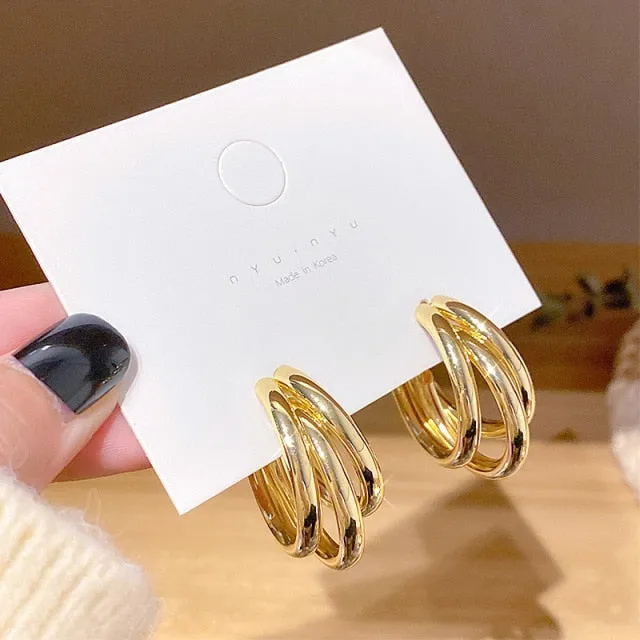 Irregular Geometric Metal Asymmetric Stud Earrings 2021 New Simple Retro Fashion Joker Earrings Women Jewelry, Gift Accessories