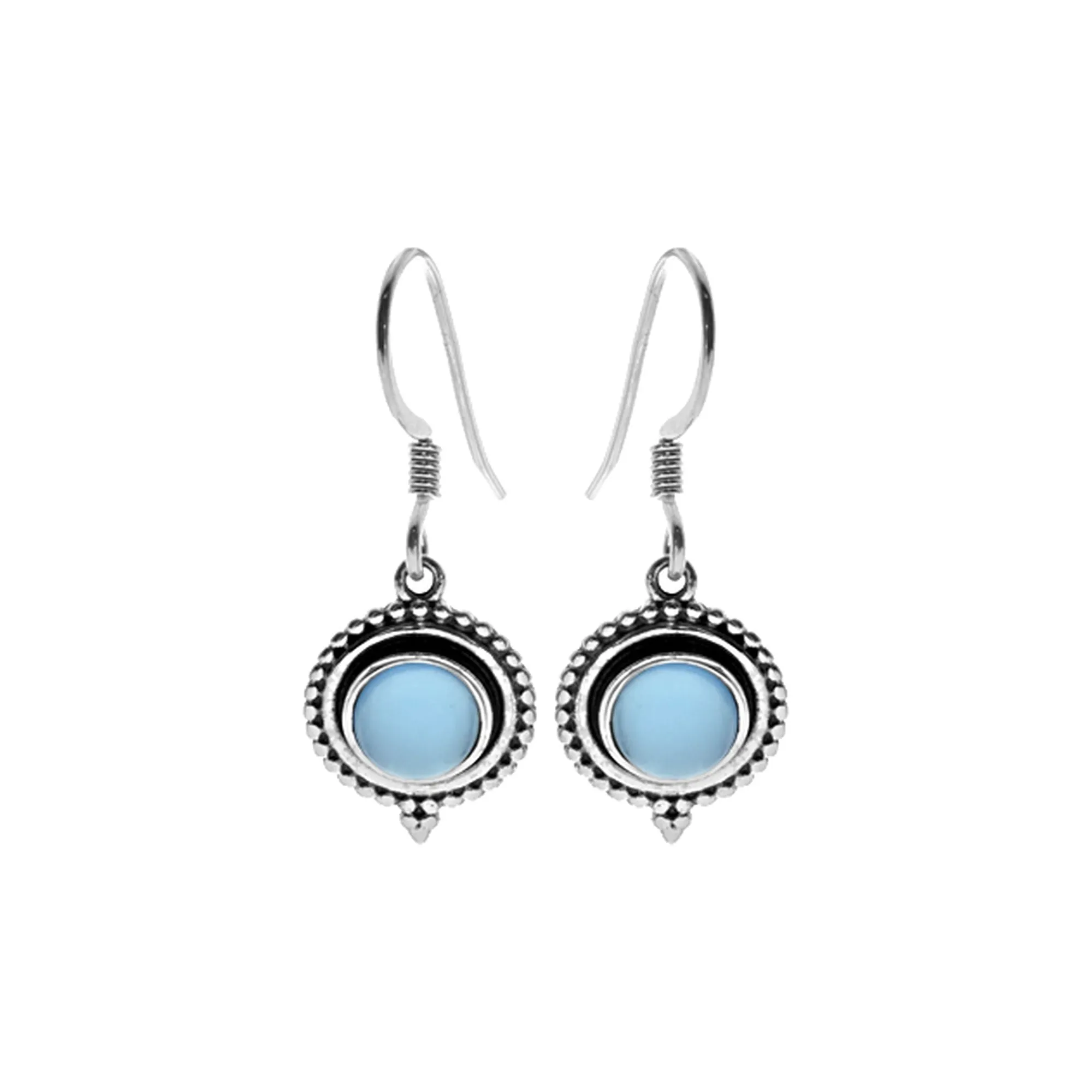 Isla oxidised surround blue chalcedony drops