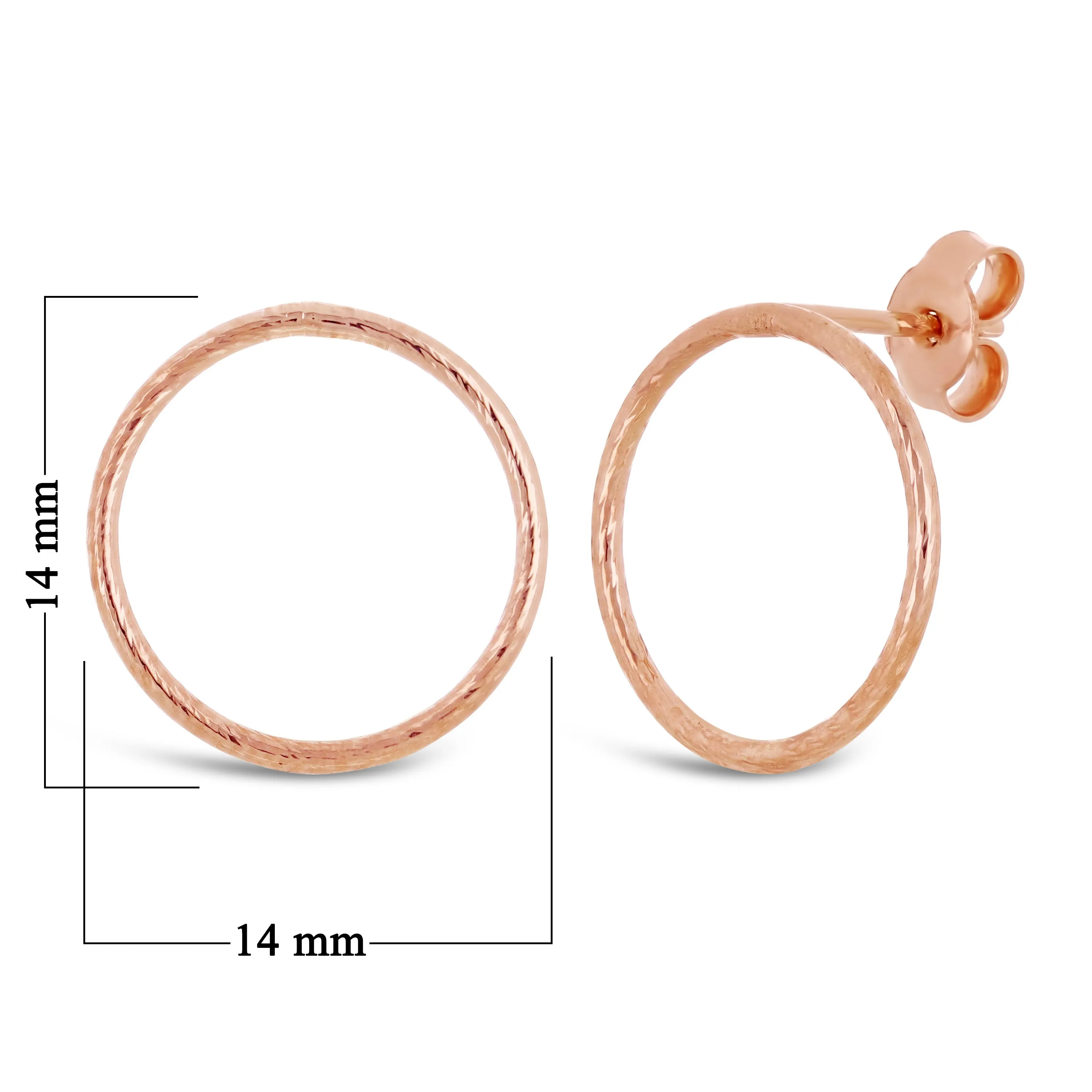 Italian 14k White or Rose Gold Twisted Tube Eternity Circle Hoop Stud Earrings