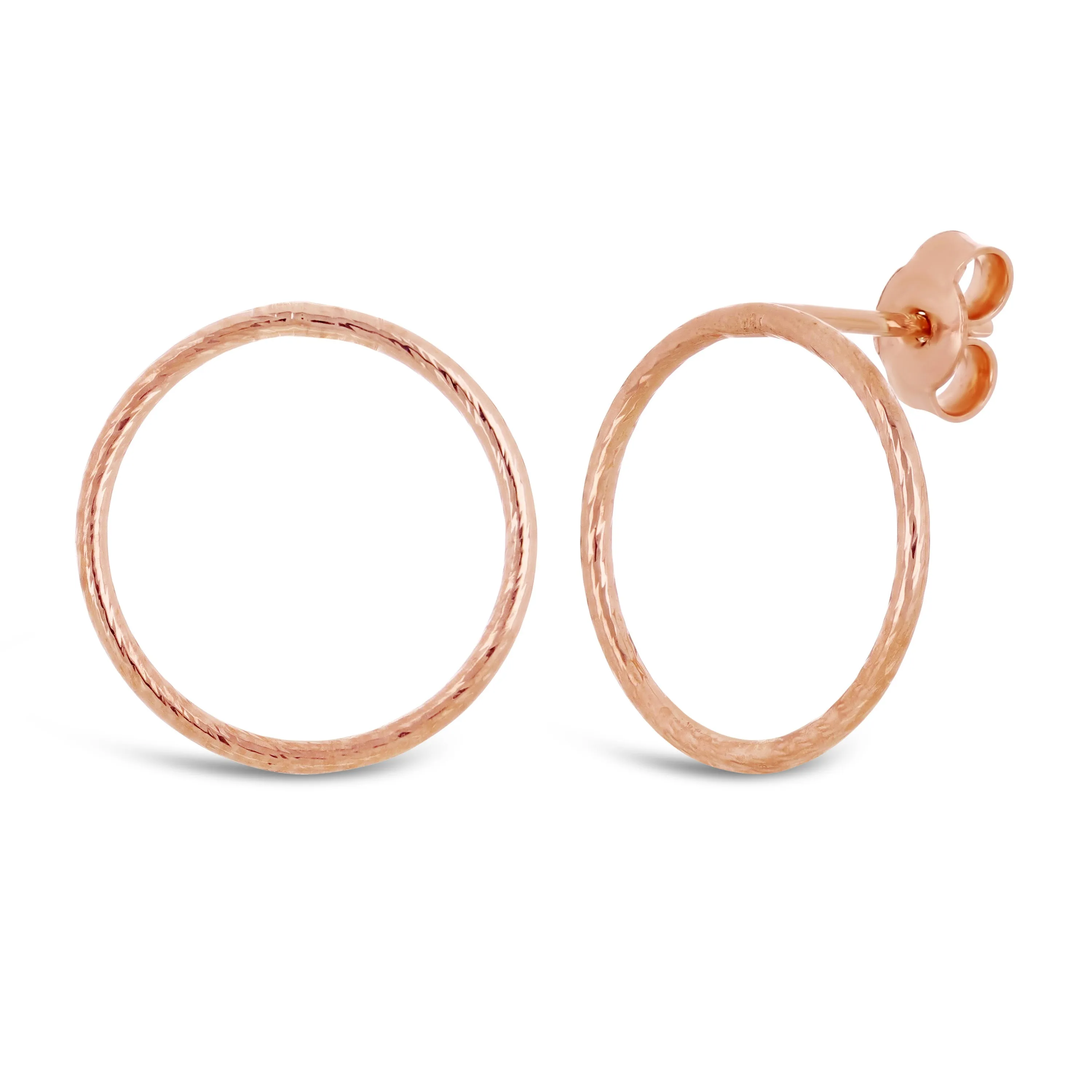 Italian 14k White or Rose Gold Twisted Tube Eternity Circle Hoop Stud Earrings