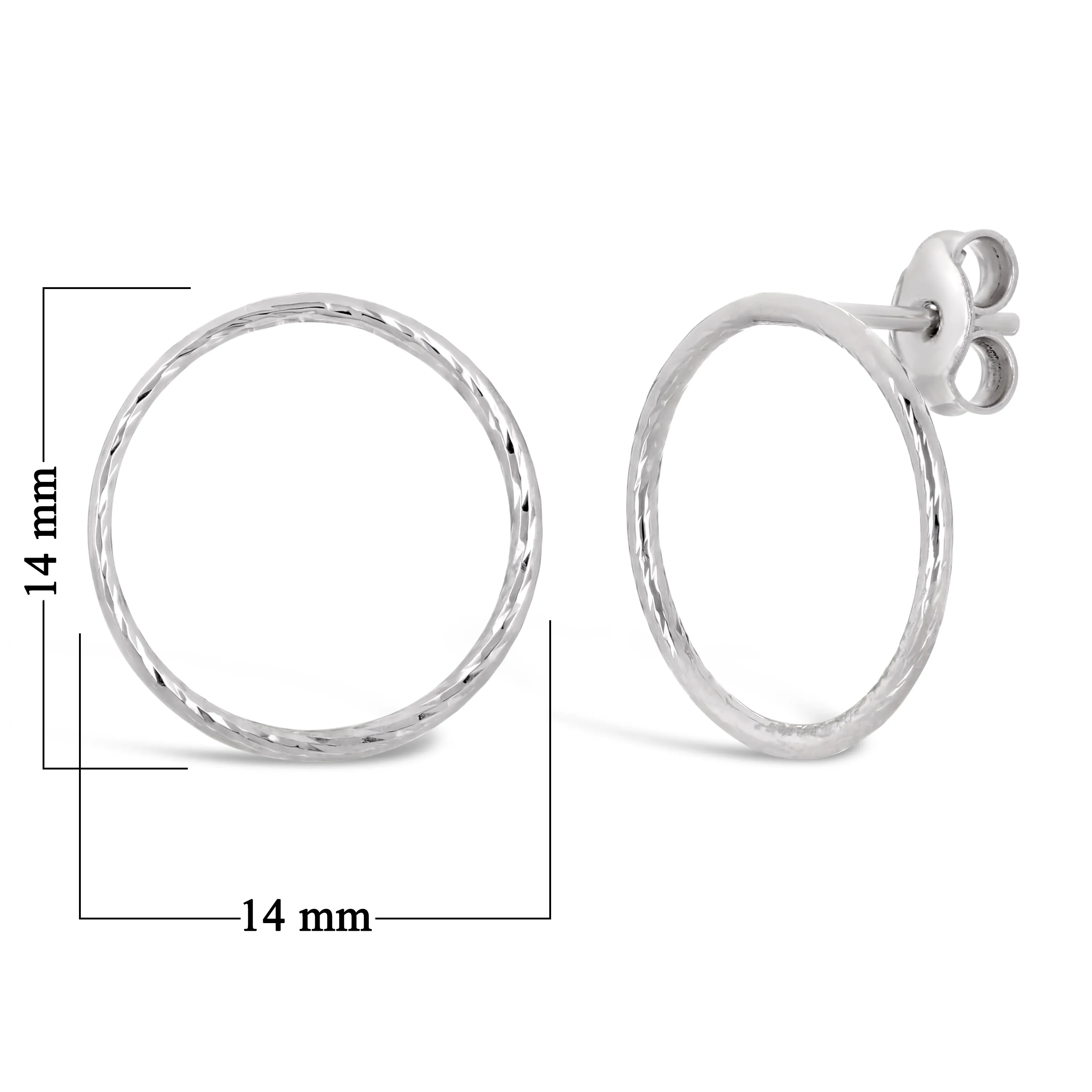 Italian 14k White or Rose Gold Twisted Tube Eternity Circle Hoop Stud Earrings