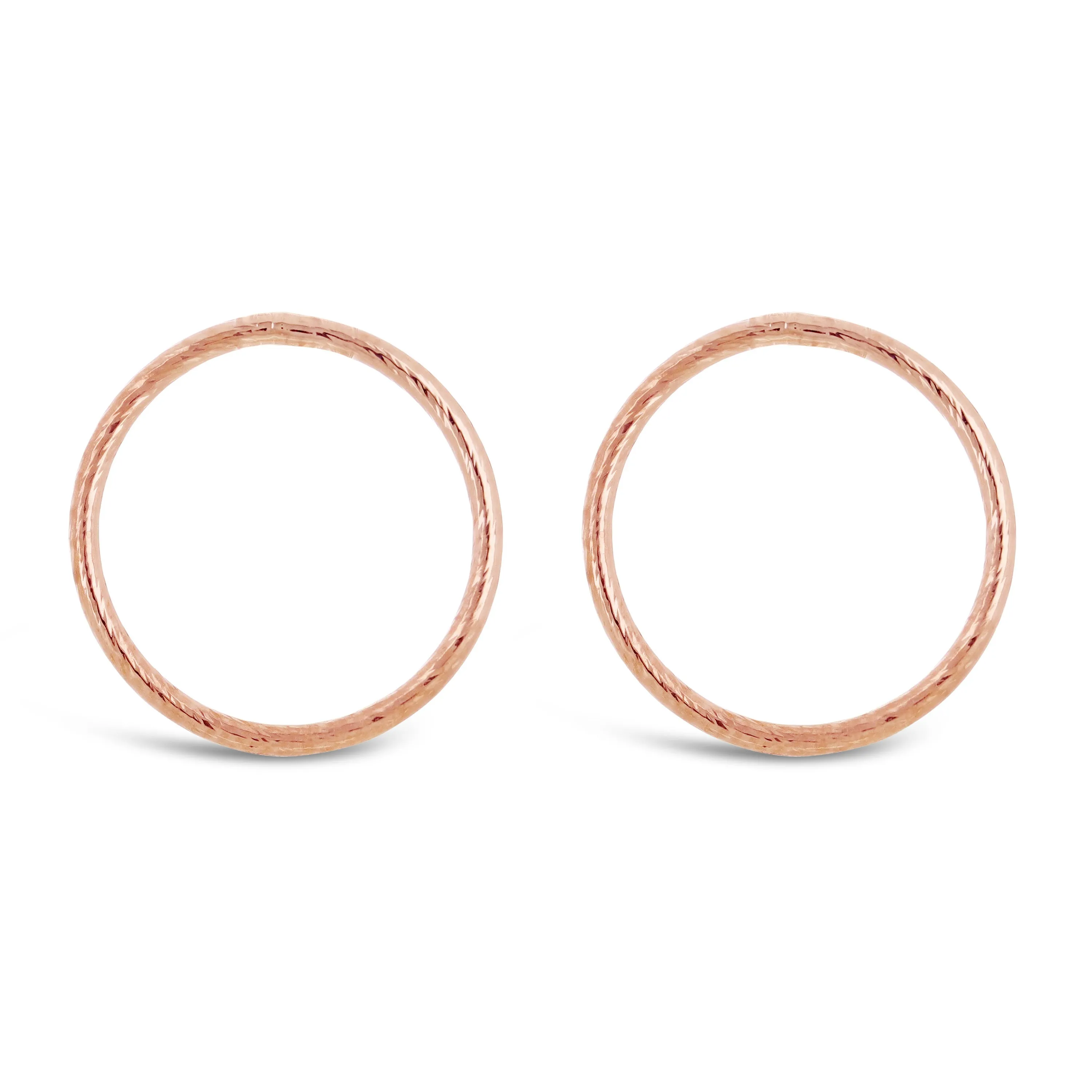 Italian 14k White or Rose Gold Twisted Tube Eternity Circle Hoop Stud Earrings