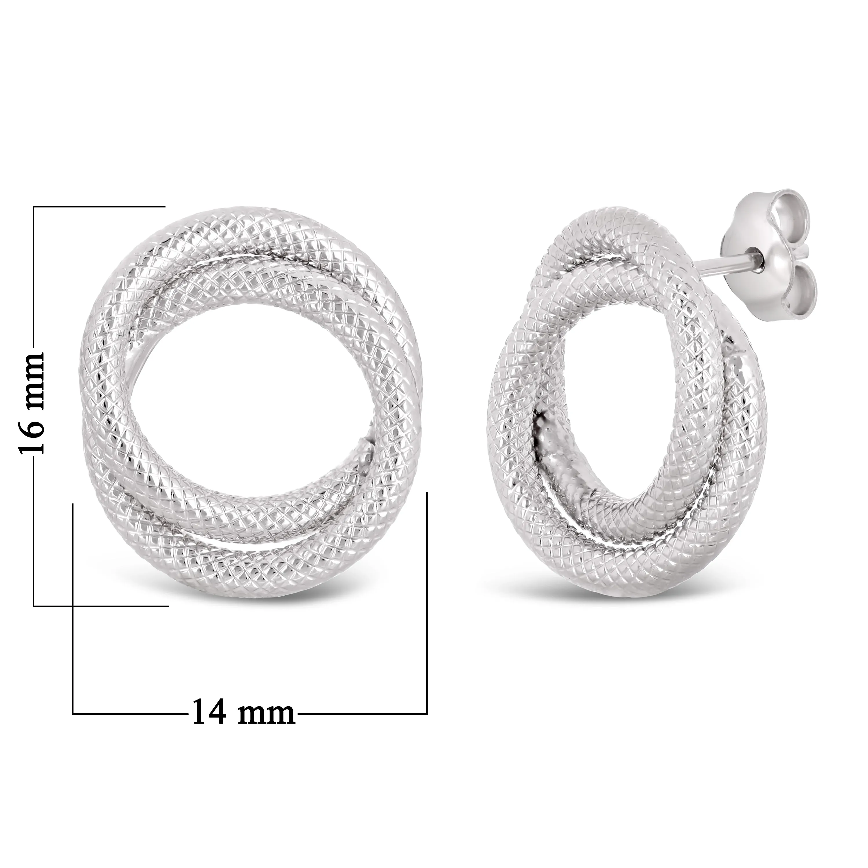 Italian 14k Yellow White or Rose Gold Tubular Eternity Circle Stud Earrings