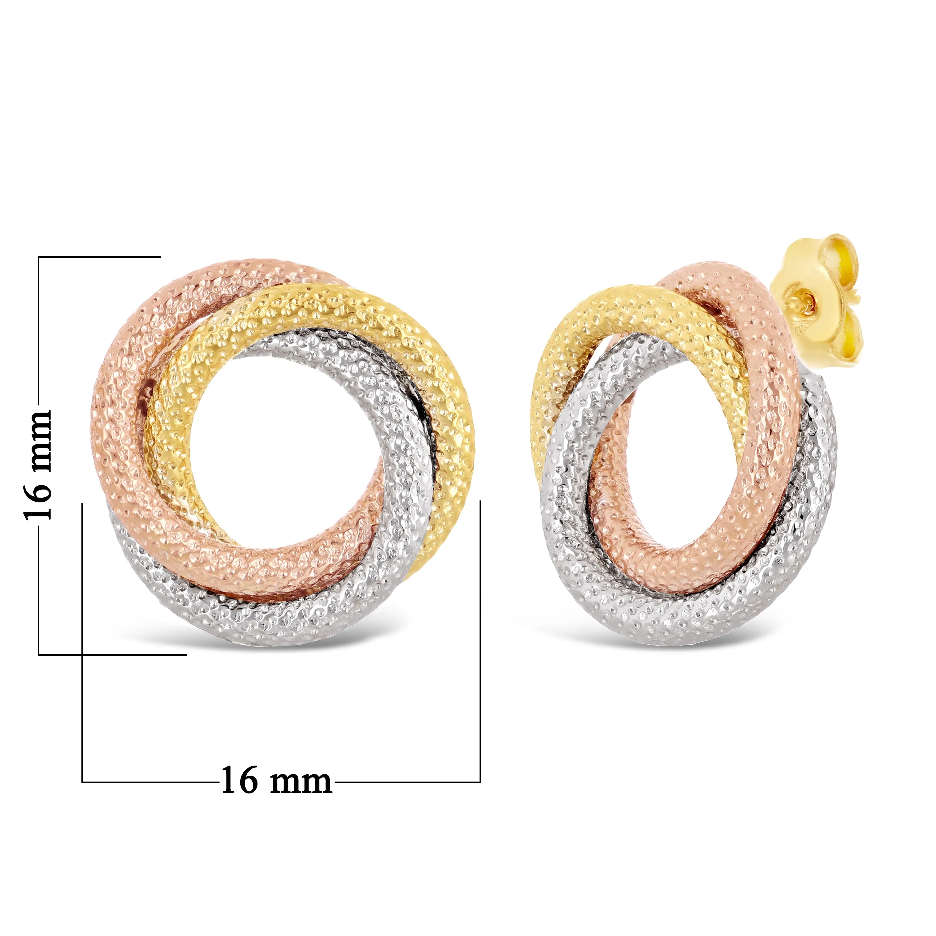 Italian 14k Yellow White or Rose Gold Tubular Eternity Circle Stud Earrings