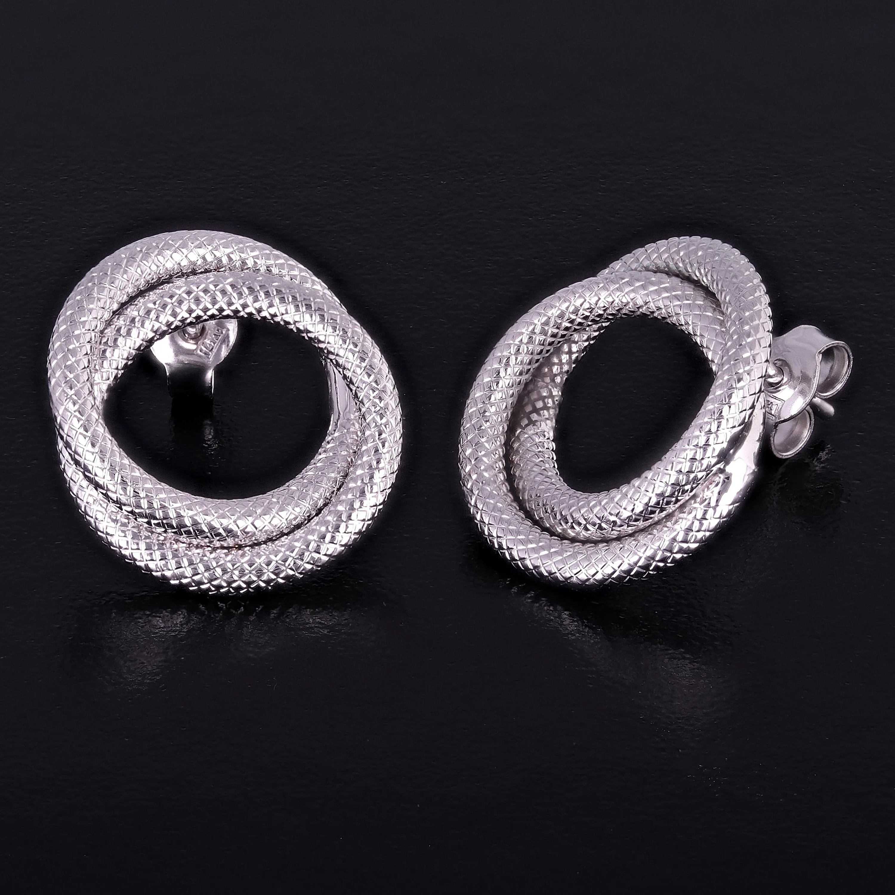 Italian 14k Yellow White or Rose Gold Tubular Eternity Circle Stud Earrings