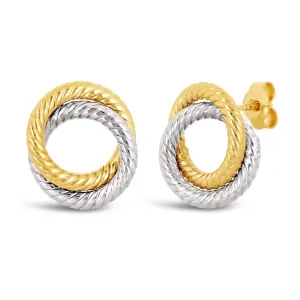 Italian 14k Yellow White or Rose Gold Tubular Eternity Circle Stud Earrings