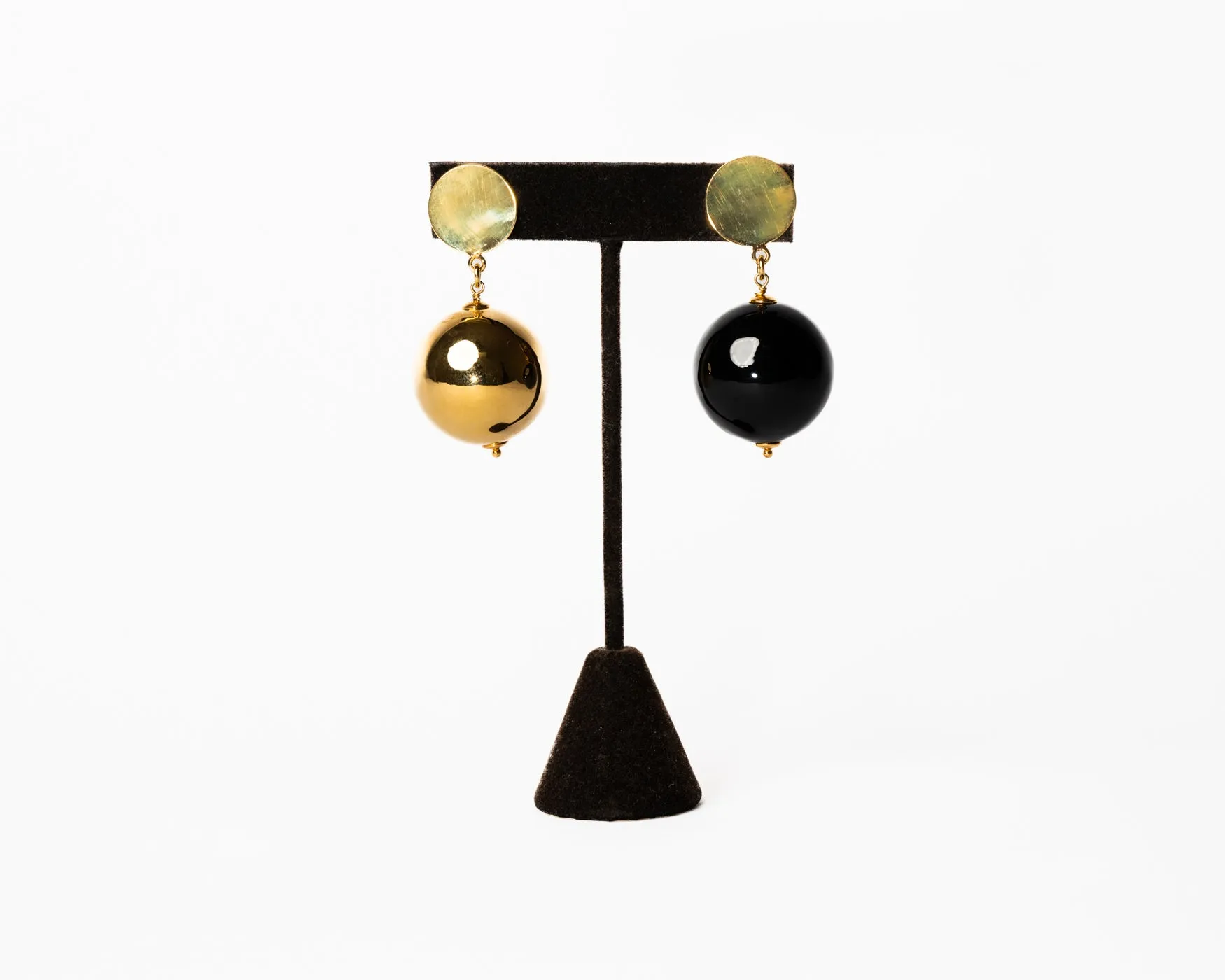 Italian Artisan Gold and Black Deco Earrings