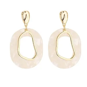 Ivory Acrylic & 18K Gold-Plated Circular Dangle Earrings