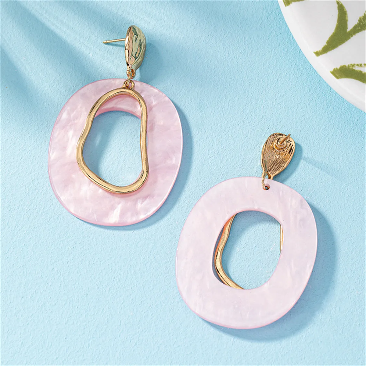 Ivory Acrylic & 18K Gold-Plated Circular Dangle Earrings