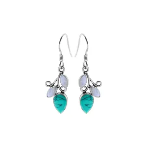 Ivy turquoise & rainbow moonstone earrings