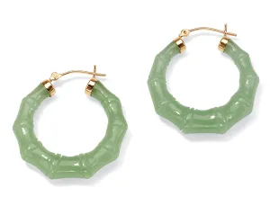 Jade 14k Gold Bamboo-Style Hoop Earrings