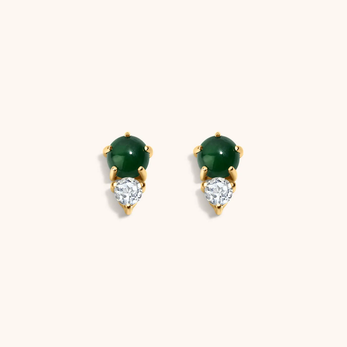 Jade and White Topaz Nap Earrings