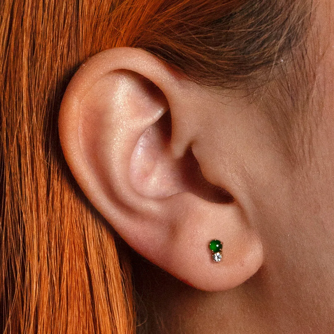 Jade and White Topaz Nap Earrings